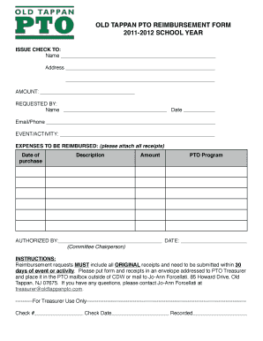  Pto Reimbursement Form 2011