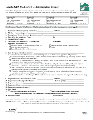 Cahaba Gba Redetermination Form