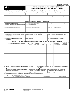 Veterans Applicatio Nfor Increased Compensation Form