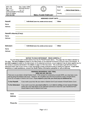 Small Claims Form