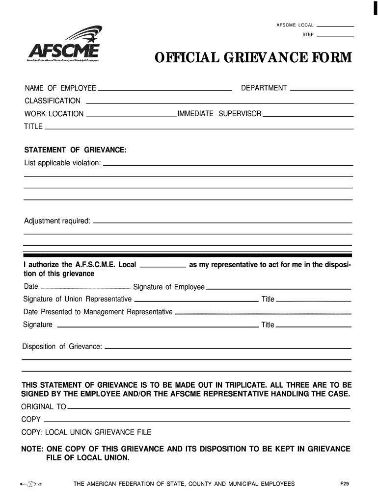 Grievance Form