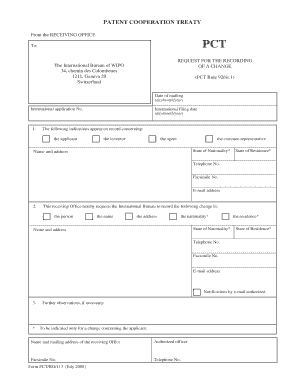 Pct Rule 92bis  Form