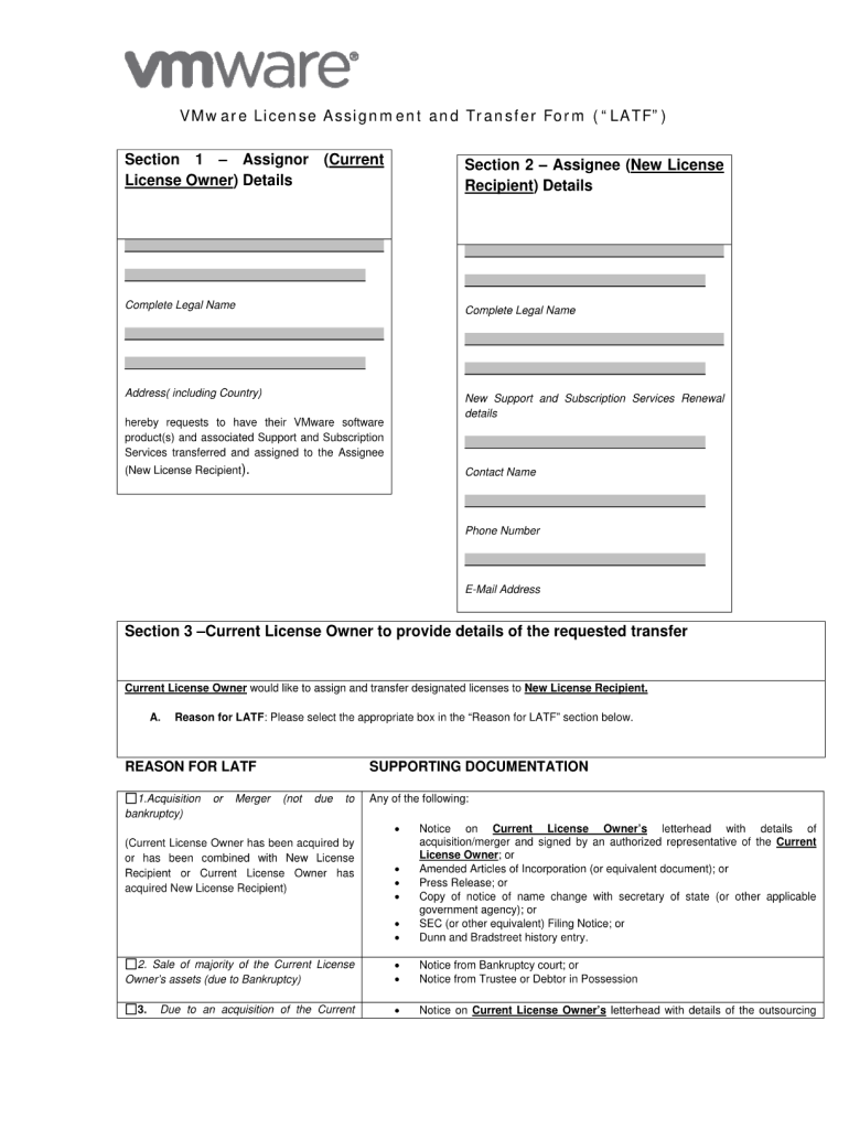 Vmware Latf  Form