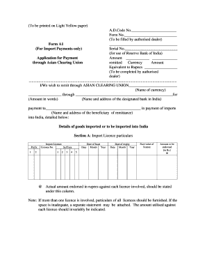 A1 Form Download