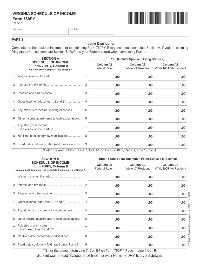 Get and Sign Form 760py Schedule of Income 2019