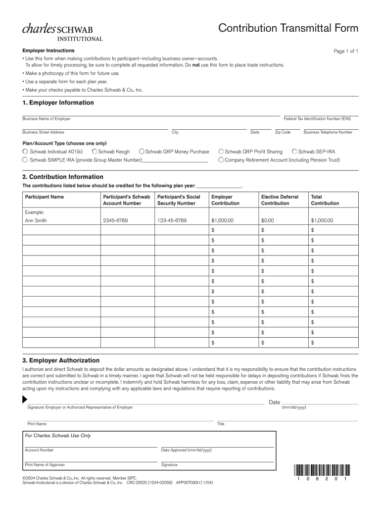  Charles Schwab Simple Ira Contribution Form 2004-2024