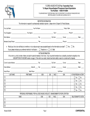 Florida Abuse Hotline Fax Transmittal Form