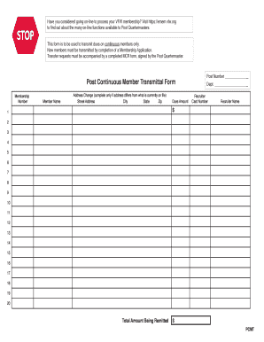 Post Continuous Member Transmittal Form