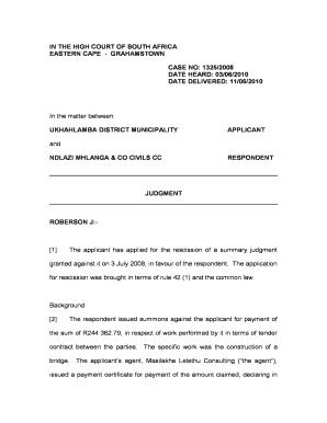 Rescission of Judgment Rule 49 Template  Form