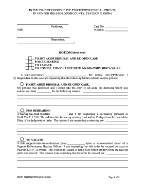 Motion for Rehearing Florida Sample  Form