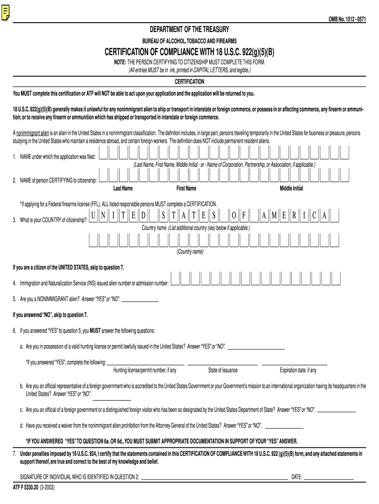  922r Compliance Form 2002