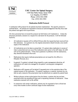 Protocol for Medication Refills Form