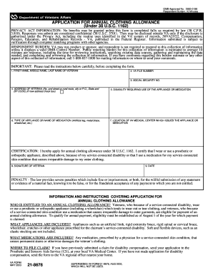  Va Clothing Allowance Form 2015-2024