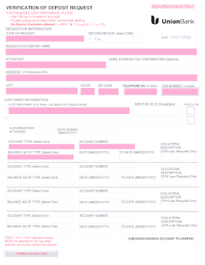 Verification of Deposit Form