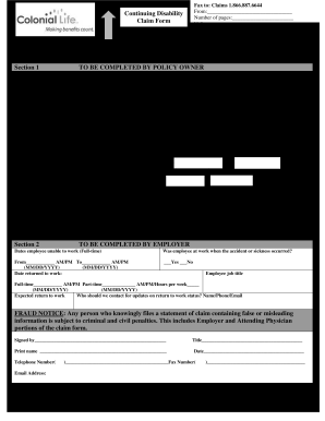  Colonial Life Claim Form 2012