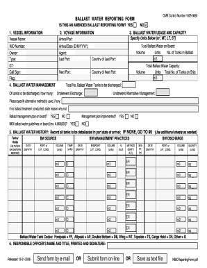 Canadian Ballast Water Reporting Form