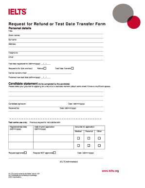 Ielts Request for Refund Form Example