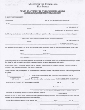 Ms Vehicle Power of Attorney Form