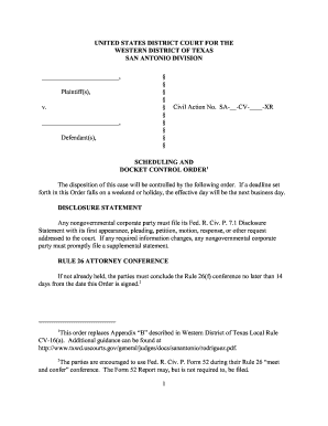 Scheduling Order  Form