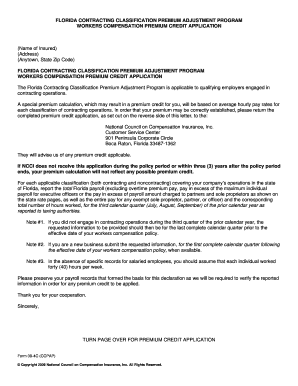 Florida Contracting Classification Premium Adjustment Program Form