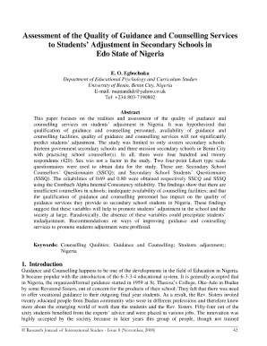 Eo Egbochuku Assessment of the Quality of Guidance Form