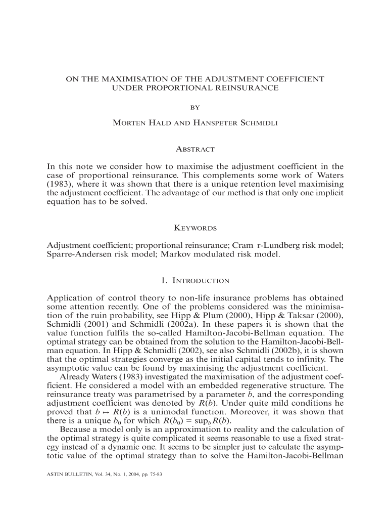 Maximising the Adjustment Coefficient Form