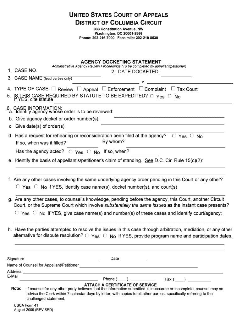 Us Court Appeal Form