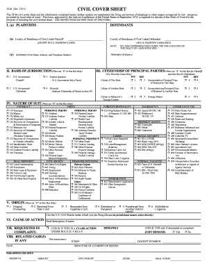  Civil Cover Sheet 2012