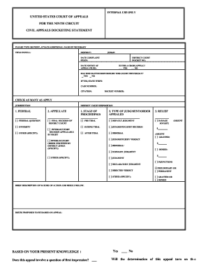 Pa Superior Court Docketing Statement Form