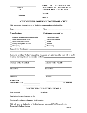 Requesting a Continuance Berks County Pa  Form