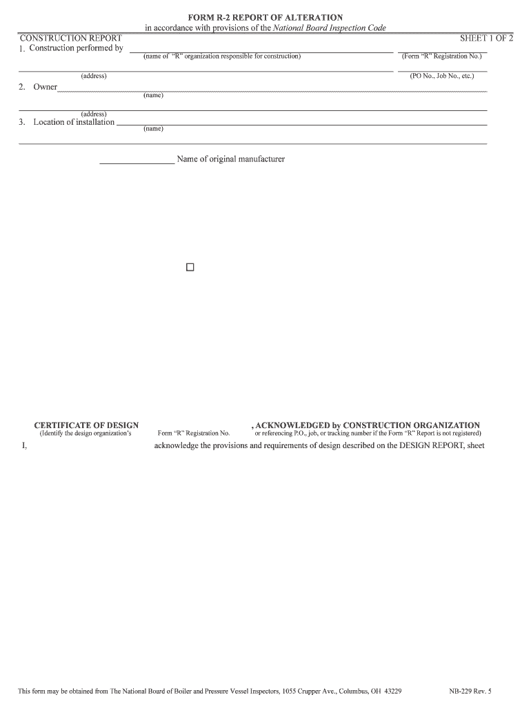  Form R 2 Report of Alteration 2011