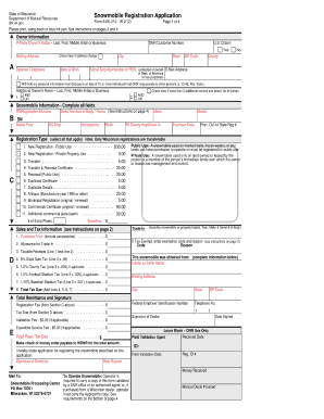  Wi Snowmobile Registration Application Form 2012