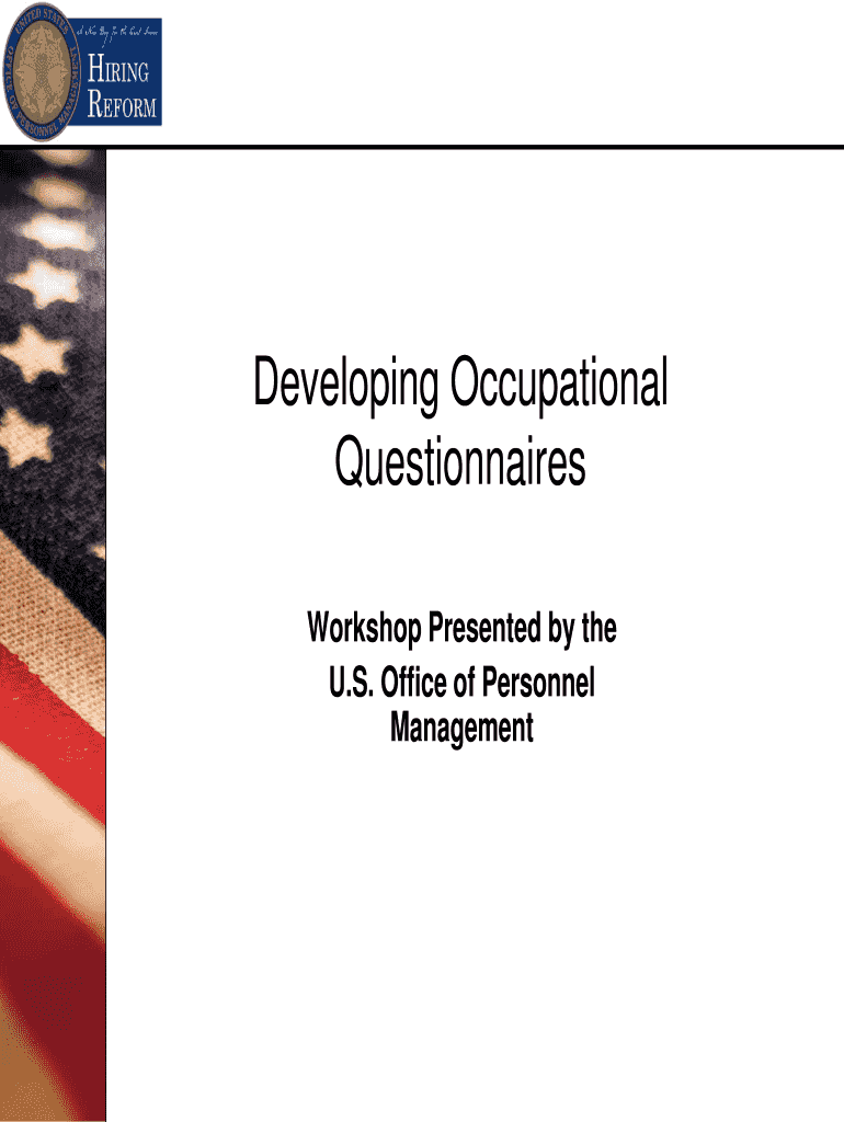 Developing Occupational Questionnaires  Hhs  Form