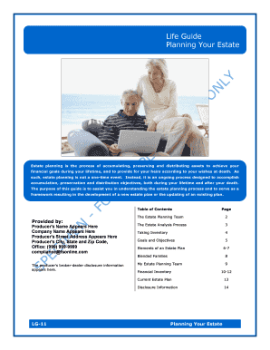 Life Guide Planning Your Estate  Form