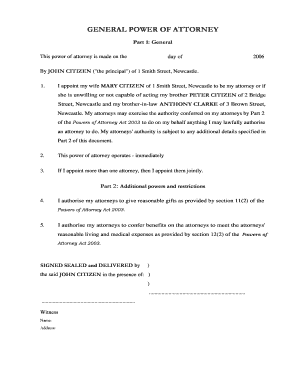 Power of Attorney for Visa Application  Form
