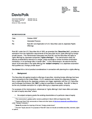 MEMORANDUM Date October 20091 to Interested Persons Re Rule 801  Form