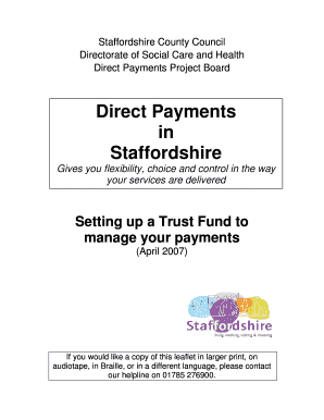 Direct Payments in Staffordshire Staffordshire Gov  Form