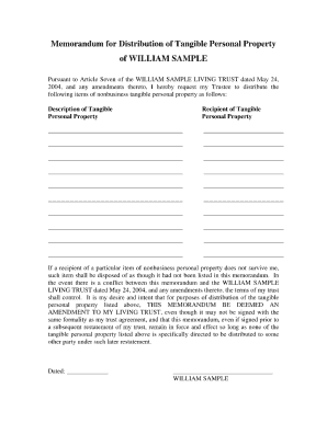 Distribution of Personal Property Form