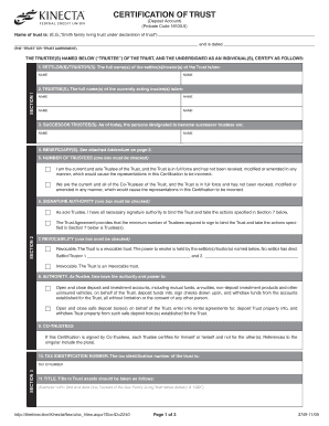  Wells Fargo Certification of Trust Form 2009