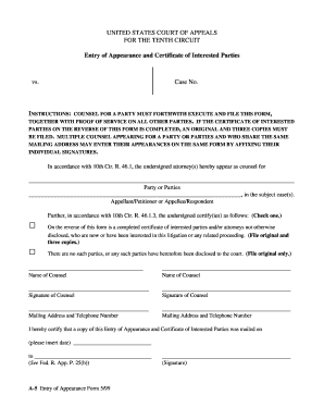 Entry of Appearance Example  Form