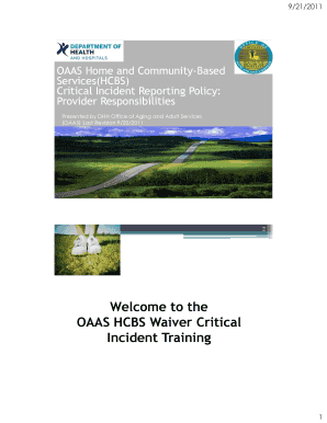Oaas Critical Incident Report Form