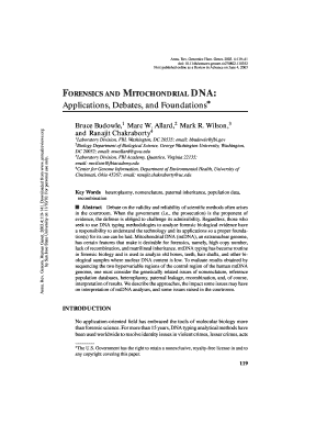 Forensics and Mitochondrial Dna Applications Debates and Foundations Form