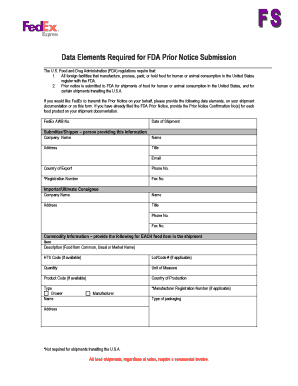 Fda Prior Notice Form Fedex