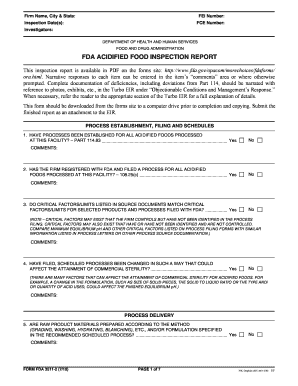 Fda Acidified Food 3511a Inspection Report Form