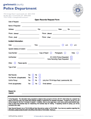 Gwinnett Police Open Records Fillable Form