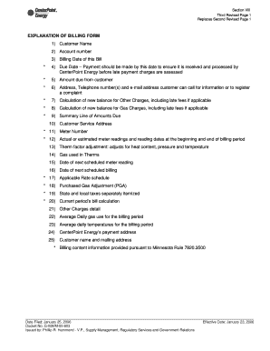 Centerpoint Energy Bill Template  Form