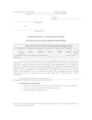 Profoinding Standard Family Lae Interrogatories for Original or Enfocement Proceedings Form