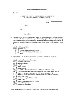 12928 Cover Sheet for Family Court Cases Form