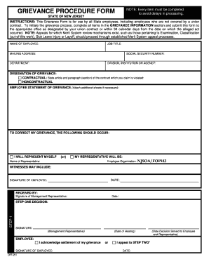  Grievance Procedure Form 2009