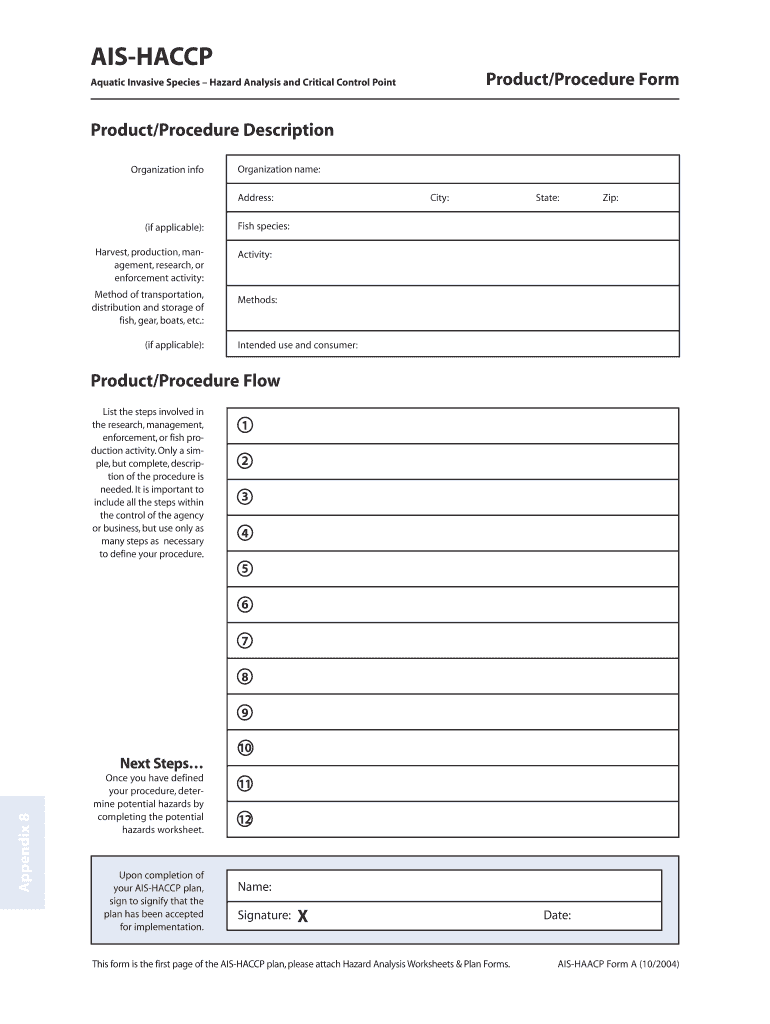 AIS HACCP  Minnesota Sea Grant  Seagrant Umn  Form